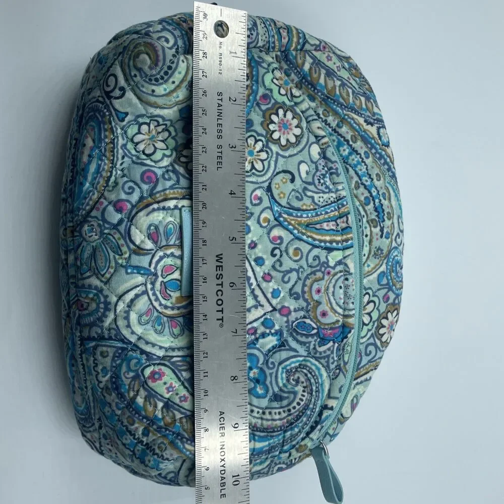 Vera Bradley Makeup Bag With Front Zipper Daisy Dot Blue Paisley 8” Excellent